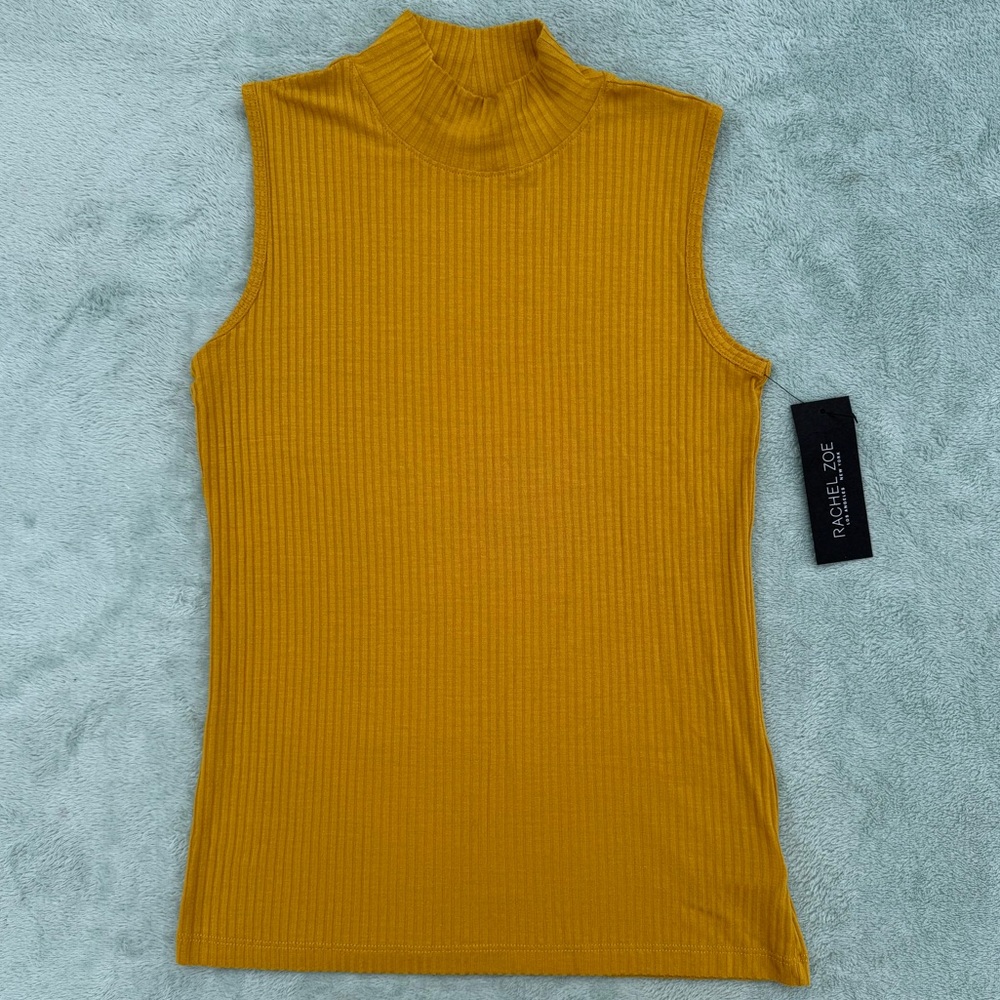 Rachel Zoe sleeveless ribbed mock turtleneck top